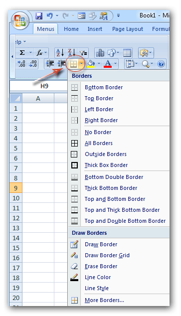 excel for mac adding borders ribbon